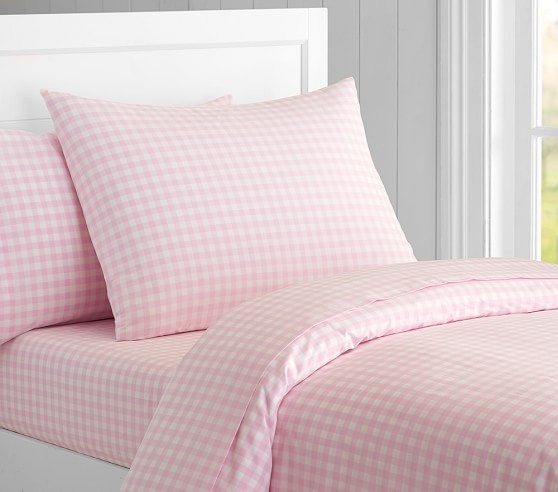 Girls Organic Check Kids Duvet Cover Pottery Barn Kids