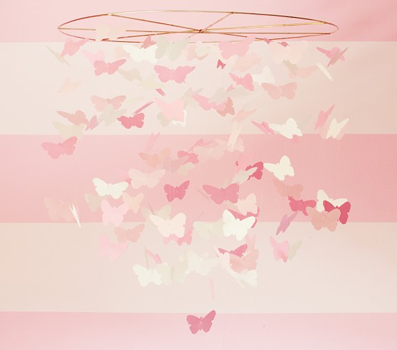 Pink Paper Butterfly Ceiling Baby Mobile Pottery Barn Kids