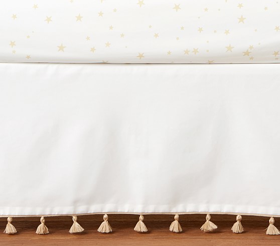 White Gold The Emily Meritt Tassel Crib Skirt Pottery Barn Kids