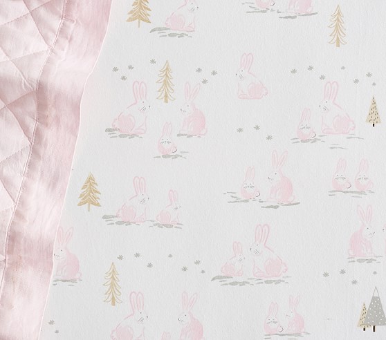 Organic Flannel Winter Bunny Crib Sheets Pottery Barn Kids