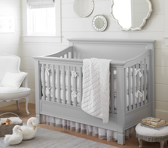 Silver Dot Crib Bedding Set Pottery Barn Kids