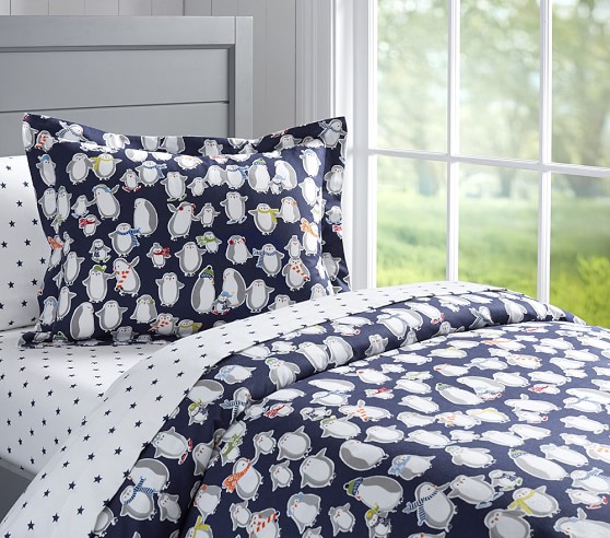 Penguin Flannel Kids Duvet Cover Pottery Barn Kids