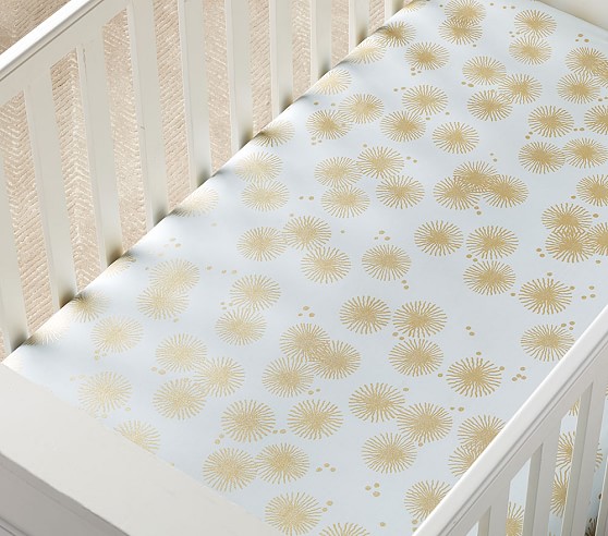 Willow Metallic Tencel Crib Sheets Pottery Barn Kids