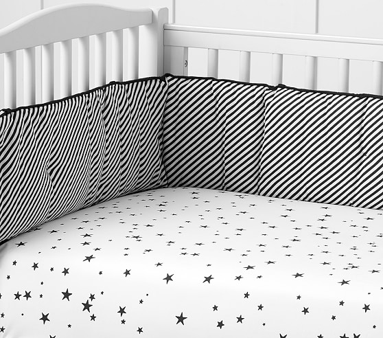 The Emily Meritt Scattered Stars Black Crib Sheets Pottery