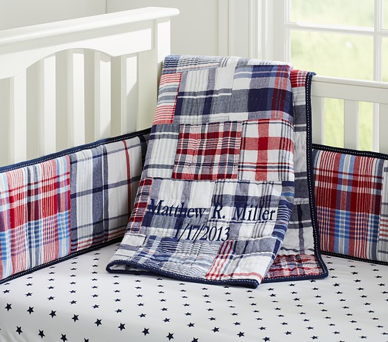 Madras Nursery Quilt Red Navy Pottery Barn Kids