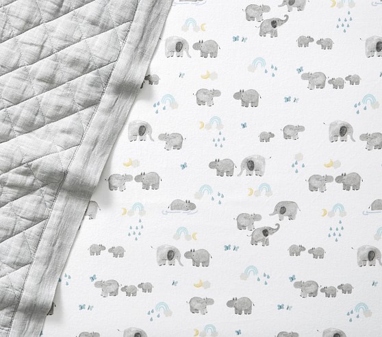 Organic Flannel Hippo Crib Sheet Pottery Barn Kids