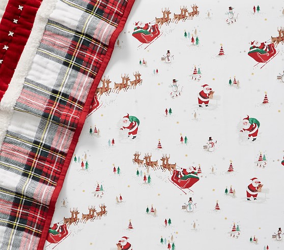 Organic Santas Sleigh Crib Sheet Pottery Barn Kids