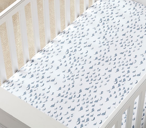 Organic Watercolor Whale Crib Sheets Pottery Barn Kids